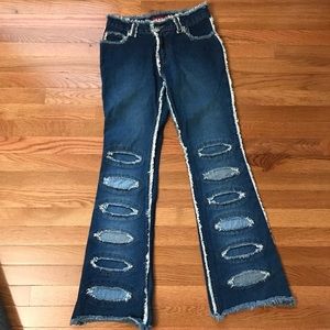 Vintage ZanaDi Patchwork frayed Denim Jean's size 3